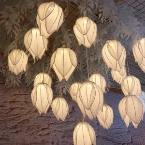 Customized 5-Light Lotus LED Ceiling Light for Wedding or Party Decoration