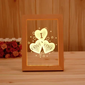 Customized 5V USB Wooden LED Photo Frame 3D Night Light