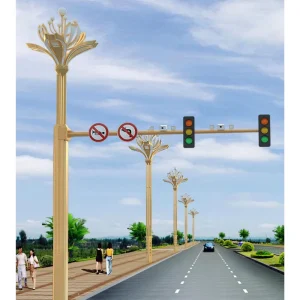 Customized-Height Outdoor Smart LED Street Light Pole with Charging Station and Integrated Lighting