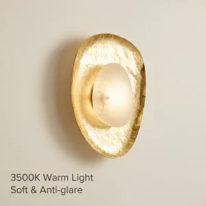 Customized LED Marble Wall Lamps Sand Gold Disc Brass Jade Modern Dimmable High CRI 80 3 Year Warranty Hotel Villa Project Large
