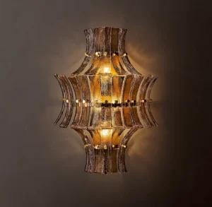 Customized Large Luxury Tiered Amber Glass Wall Sconce Design Style Wall Lamp for Hotel Dining Living Room Indoor