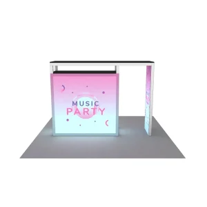 Customized Logo Reusable LED Backlit Frameless Aluminum SEG Fabric Exhibition Booth Light Box Counter