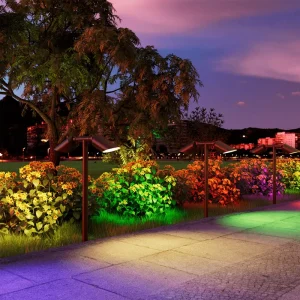 Customized Modern 12W 24V Double Head Brass LED Pole Garden Light RGBW LED Outdoor Lighting