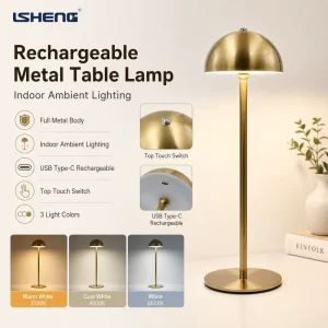Customized Modern Iron LED Desk Lamp Thin Pole Mushroom Shaped Bedside Lamp Wireless Battery Powered Touch Control Table Lamp