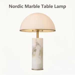 Customized Modern Marble Base Fabric Shade Table Lamp Metal+Fabric Lampshade AC LED Home Decor Bedroom Living Room Study EU