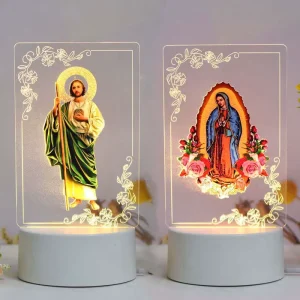 Customized North America Mexico San Judas Tadeo and Virgin of Guadalupe Character God 3D Acrylic Night Lamp Table Light Desk