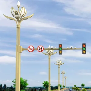 Customized Smart City Magnolia Street Light Poles with Advertising Screens and Traffic Signs