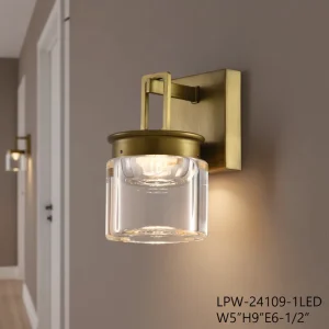 Customized Vintage Industrial Wall Lamps with Glass Shade Bathroom Vanity Light Fixtures LED Gold Lighting