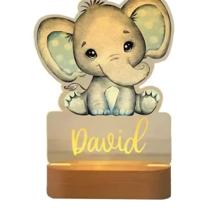 Cute Animal Night Light Solid Wood Base LED Acrylic Night Light Bedroom Bed Decoration Birthday Gift