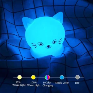 Cute Cat LED Night Lamp, Battery-Operated Decorative Table Light for Kids Bedroom