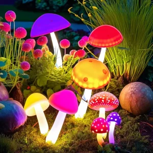 Cute Charm Lighted Illuminated Ornament Outdoor Christmas Decorations Garden Patio Mushroom Red Luces Led Decorativa