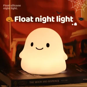 Cute Ghost Silicone Night Light USB Rechargeable LED Touch Sensor Dimmable Bedside Lamp for Kids Baby Nursery