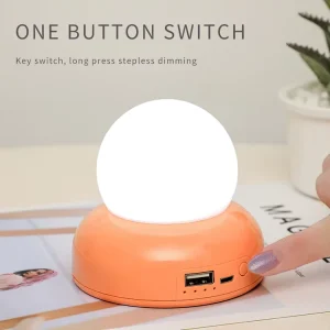 Cute Portable LED Night Light Rechargeable Bedside Lamp with One Button Control Dimmable Sleep Light for Kids Room