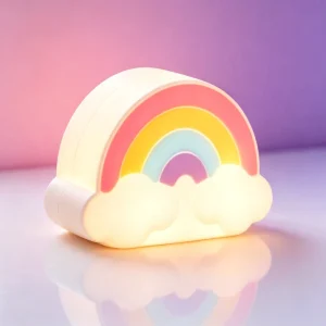 Cute Rainbow Cloud Touch-Control Baby Room Lamp with 9 Light Modes, Portable Silicone Night Light and Timer Shutoff