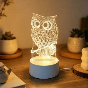 Cute Smart Lamp Mini Warm Acrylic LED Table Desk Lamp Decoration Night Lights 3D Illusion LED Lamps Creative