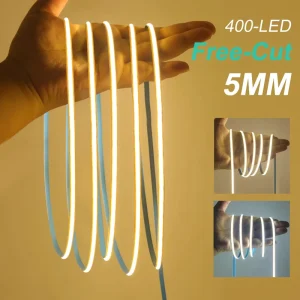 Cuttable 5mm COB LED Strip 12V 24V 400 LEDs/m Not Waterproof Flexible LED Tape for DIY Light Box Kitchen Cabinet Lamp Home Decor