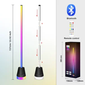 Cylindrical RGB LED Floor Lamp with Bluetooth E27 Base Color Atmosphere Light