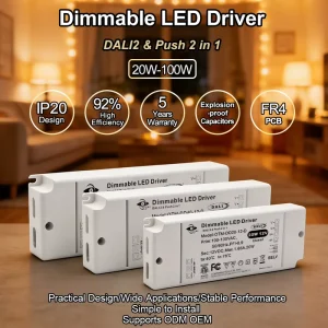 DALI Push LED Power Supply 12V 24V 20W 30W 40W 50W 60W 80W 96W 100W Dimmable Constant Voltage LED Driver