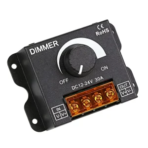 DC 12-24V 30A Manual Rotary Knob Dimmer Controller Adjustable Brightness PWM for LED Strip Light