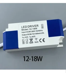 DC 12-80V Constant-Current LED Driver Power Supply for Spotlights, Ceiling Lights, and Downlights, 12-18W