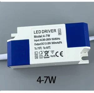 DC 12-80V Constant-Current LED Driver Power Supply for Spotlights, Ceiling Lights, and Downlights, 4-7W