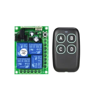 DC 12V 4-Channel 315/433.92MHz Wireless RF Remote Control Switch for Garage Door Opener, Rolling Code, Waterproof Plastic, 100m