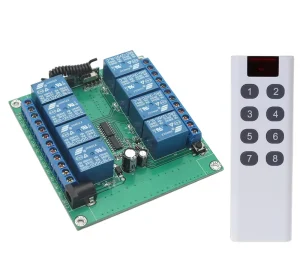 DC 12V 8-Channel Wireless Remote Control Switch and Transmitter with Learning Code for Home Automation