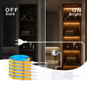 DC 12V Dimmable Touch-Sensor Under-Cabinet Light Kit with Switch, Light Bar, and Power Supply, Drill-Free