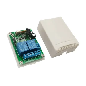 DC 12V Wireless 2-Channel Controller with Transmitter, 10A Relay Receiver, and RF Remote Switch for Garage Doors