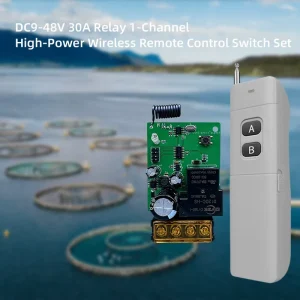 DC 9-48V 2-Button Fixed Remote Control Switch for Water Pumps, Aquaculture Aerators, and Farming Equipment, 2000m Range