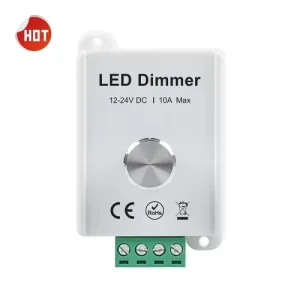 DC12V 24V 10A Knob LED Dimmer DIM K2 PWM Rotary Dimmer Switch for LED Strip Lights 0 100% Smooth Dimming CE FCC Certified