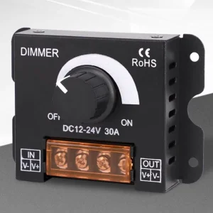 DC12V 24V 30A 360W 720W Adjustable Brightness Rotary Dimmer for Single-Color LED Strip Lights