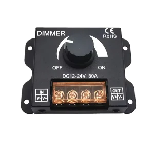 DC12V 24V 30A LED Strip Light Dimmer with Manual Metal Switch and Brightness On/Off Control