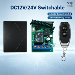 DC12V Mini Relay Receiver Multi Delay Time Function Learning Code 433 Wireless Remote Switch for Garage Door Light Alarm System