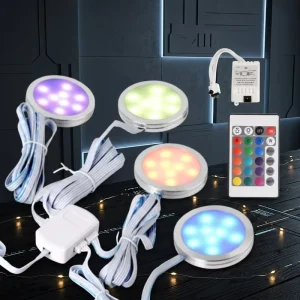 DC12V RGB Remote Control Dimmable LED 60MM Round Cabinet Sensor Light