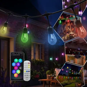 DC24V Smart App-Controlled Outdoor Garden S14 Patio String Light IP65 RGB RGBWIC