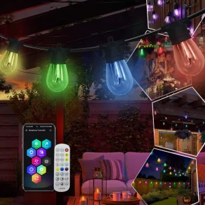 DC24V Waterproof S14 Bulb Bistro String Light Warm White LED RGBW for Outdoor Patio and Garden