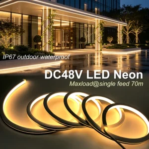 DC48V Architectural LED Neon Strip IP67 Outdoor Waterproof Flexible LED Strip Light Warm Natural Cold White 15*15mm Silicon Rope
