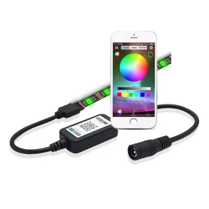 DC5.5 RGB LED Strip Light Controller BT/MIC Modes 1600 Million Colors 6A Output Manual DMX APP Control for SMD5050/3528
