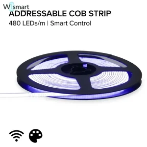 DC5V 12V 2.7mm 4mm Ultra-Slim Addressable COB LED Strip Light IP20 High Density Uniform Tape Smart App Control