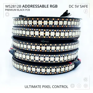DC5V WS2812B Addressable RGB LED Strip Light 30/60/144 Programmable Pixels IP20-IP68 Waterproof for PC Lighting