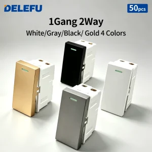DELEFU 118 Series 1 Gang 2 Way Wall Switch 16A 250V PC Material Flame Resistant IP20 Minimalist Design Brazilian Standard