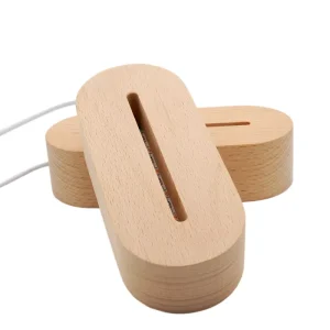 DIY LED 3D USB Night Light with Touch Control Rectangular Wooden Base