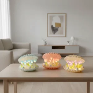 DIY Mini Modern Bedroom Dome Handmade Flower LED Shell Tulip Night Light Warm White