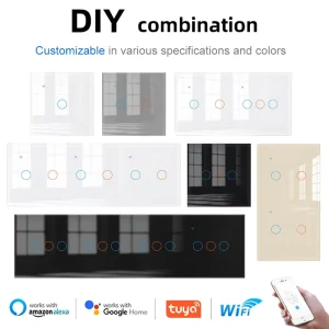 DIY Modular Wall Socket Switch Combo EU Standard Glass Panel Smart WiFi Electrical Outlet System