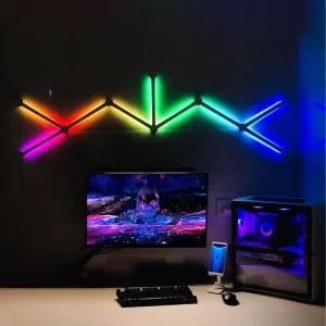 DIY RGB Smart Splicing App-Controlled 9-Segment Wall LED Light Music Sync Gaming Streaming