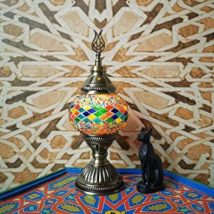 DIY Turkish Mosaic Lamp Vintage Metal Glass Table Lamp Hand Made Desk Lamp for Bedroom Living Room Decoration