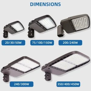 DLC ETL 150W Smart LED Parking Lot Light Aluminum Body AC Power IP67 RoHS Certified Outdoor Street Light