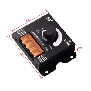 DM2001C PWM LED Dimmer for Strip Lights 12V 24V Knob Switch Smoother Dimming Effect 30A High Power Manual 720W Max Load