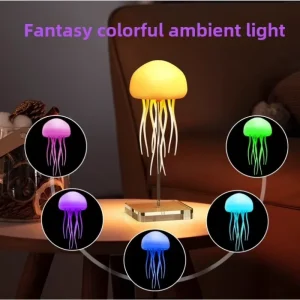Dancing Jellyfish Lamp LED Night Light with Voice Control Color Changing for Living Room